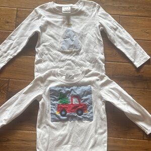 Boys White Long Sleeve Shirts with Christmas Designs